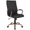 Merrick Lane Milano Contemporary High-Back Black Faux Leather Home Office Chair with Padded Rose Gold Arms view 3