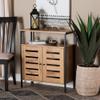 Baxton Studio Vander Modern and Contemporary Oak Brown Finished Wood and Black Metal 2-Door Shoe Cabinet view 2