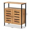 Baxton Studio Vander Modern and Contemporary Oak Brown Finished Wood and Black Metal 2-Door Shoe Cabinet view 3