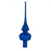 Dimensional Blue Jewels Chandelier on Red Glass Christmas Tree Topper 11 Inches view 2