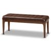 Baxton Studio Walsh Mid-Century Modern Dark Brown Faux Leather Upholstered and Walnut Brown Finished Wood Dining Bench view 1