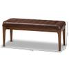 Baxton Studio Walsh Mid-Century Modern Dark Brown Faux Leather Upholstered and Walnut Brown Finished Wood Dining Bench view 3