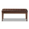 Baxton Studio Walsh Mid-Century Modern Dark Brown Faux Leather Upholstered and Walnut Brown Finished Wood Dining Bench view 4