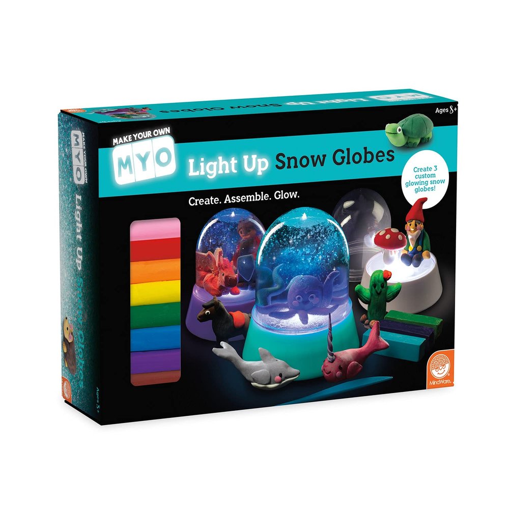 MindWare Make Your Own Light Up Snow Globes - DIY 39-Piece Craft Activity for Kids & Teens - Make Your Own Snow Globe that Lights Up - Complete Craft Makes a Great Handmade Gift for Moms - Ages 8 & Up