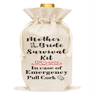 Huastatewolf Mother Of The Bride Wine Gift Bags, Burlap Wine Bottle Cover Bag For Wedding, Engegement Party, Party Favors, 1 Pc (A33)
