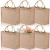 DEAYOU 6 Pack Large Jute Burlap Tote Bag, Jute Beach Bag with Laminated Interior, Burlap Gift Tote with Handle, Reusable Lined Market Grocery Shopping Bag for DIY, Wedding,15.4''x12.2''x5.9'' view 1