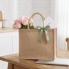 DEAYOU 6 Pack Large Jute Burlap Tote Bag, Jute Beach Bag with Laminated Interior, Burlap Gift Tote with Handle, Reusable Lined Market Grocery Shopping Bag for DIY, Wedding,15.4''x12.2''x5.9'' view 2