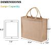 DEAYOU 6 Pack Large Jute Burlap Tote Bag, Jute Beach Bag with Laminated Interior, Burlap Gift Tote with Handle, Reusable Lined Market Grocery Shopping Bag for DIY, Wedding,15.4''x12.2''x5.9'' view 3