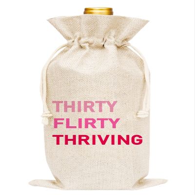 Huastatewolf 30th Birthday Wine Gift Bags, Burlap Champagne Bottle Cover Bag For Women, Celebrate Birthday, Party Favor, Supplies, 1 Pc Wine Bag (A27)