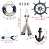 10 PCS Wood Coastal Wall Hanging Ornament Decoration, Nautical Mediterranean Style Beach Wooden Lighthouse, Anchor, Boat, Rudder, Oar, Life Ring, Ship, Starfish, Fishing Nets, Steering Wheel Sailing Home Decor view 2