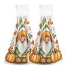Nander 2Pcs Halloween Kitchen Hand Towels,Cute Gnome with Pumpkins Birds Absorbent Hanging Towels with Magic Tape for Bathroom Laundry Room Hanging Towel,Machine Washable view 1