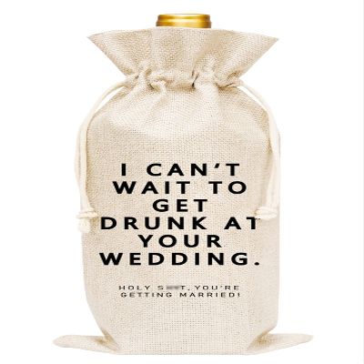Huastatewolf Engagement Gift Wine Bags, Burlap Champagne Bottle Cover Bag For Bridal Shower, Wedding, Bride, Groom, Bridesmaid, Bachelorette Party Favor, 1 Pc Wine Bag (A30)