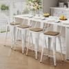 Andeworld Bar Stools Set of 4 Counter Height Stools Industrial Metal Barstools with Wooden Seats(30 Inch, Distressed White) view 3
