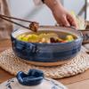 AETVRNI Japanese Donabe Ceramic Hot Pot Casserole Earthenware Clay Pot Serves 4-6 People Ceramic Cooking Pot, Clay Pot Cooking, Earthenware Pot, Casserole,Blue view 2