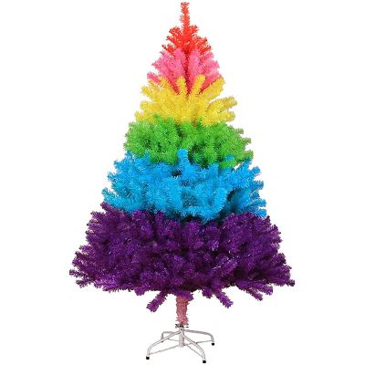 KKLT 3ft Colorful Artificial Christmas Tree,Rainbow PVC Christmas Pine Tree Metal Stand Holiday Seasonal Decoration Desk Ornament for Home Office Supplies Gift-Rainbow 90cm(3ft) 3wo6a-001
