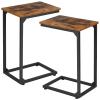 AMHANCIBLE C Shaped Side Table, End Tables Living Room Set of 2, Slide Under Couch Table for Sofa, TV Trays for Bedroom, Small Space, Rustic Brown HET02CBR view 1