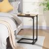 AMHANCIBLE C Shaped Side Table, End Tables Living Room Set of 2, Slide Under Couch Table for Sofa, TV Trays for Bedroom, Small Space, Rustic Brown HET02CBR view 2