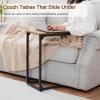 AMHANCIBLE C Shaped Side Table, End Tables Living Room Set of 2, Slide Under Couch Table for Sofa, TV Trays for Bedroom, Small Space, Rustic Brown HET02CBR view 4