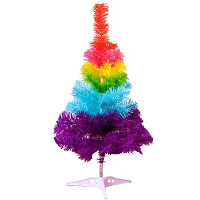 KKLT 5FT Colorful Artificial Christmas Tree,Rainbow PVC Christmas Pine Tree Metal Stand Holiday Seasonal Decoration Desk Ornament for Home Office Supplies Gift-Rainbow 150cm(5ft)