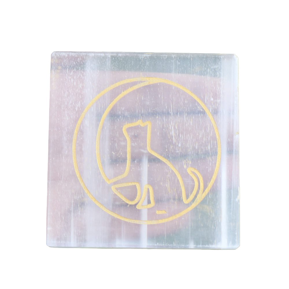 REAL-GEMS 7 Chakra Slab - Reiki Healing Crystal Chakra - Selenite Plate, Selenite Slab, Spiritual Healing Crystal,Chakra Balance