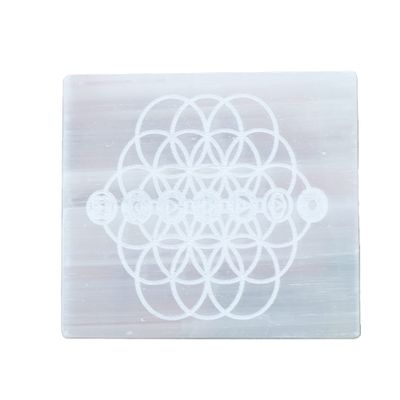REAL-GEMS Polished White Selenite Flat Healing Crystal 7 Chakra Stone, Selenite Slab, Charging Plate, 7 Chakra