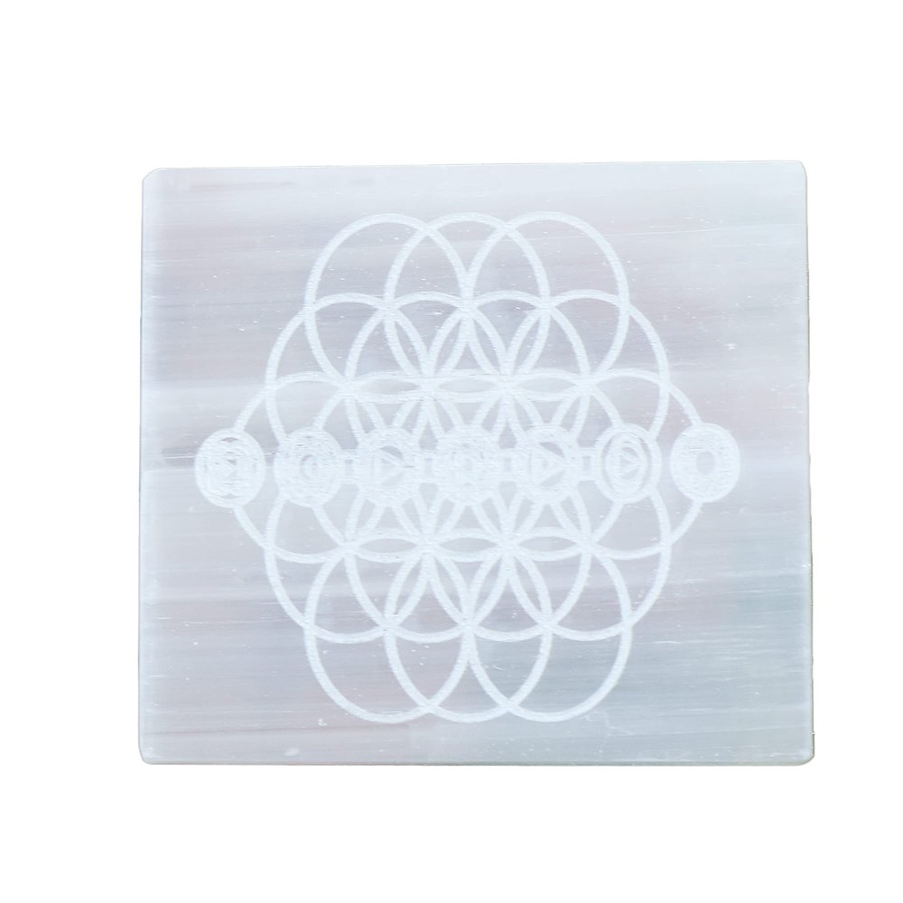REAL-GEMS Polished White Selenite Flat Healing Crystal 7 Chakra Stone, Selenite Slab, Charging Plate, 7 Chakra