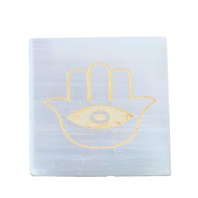 REAL-GEMS 7 Chakra Slab - Reiki Healing Crystal Chakra - Selenite Plate, Selenite Slab, Spiritual Healing,Chakra Balance