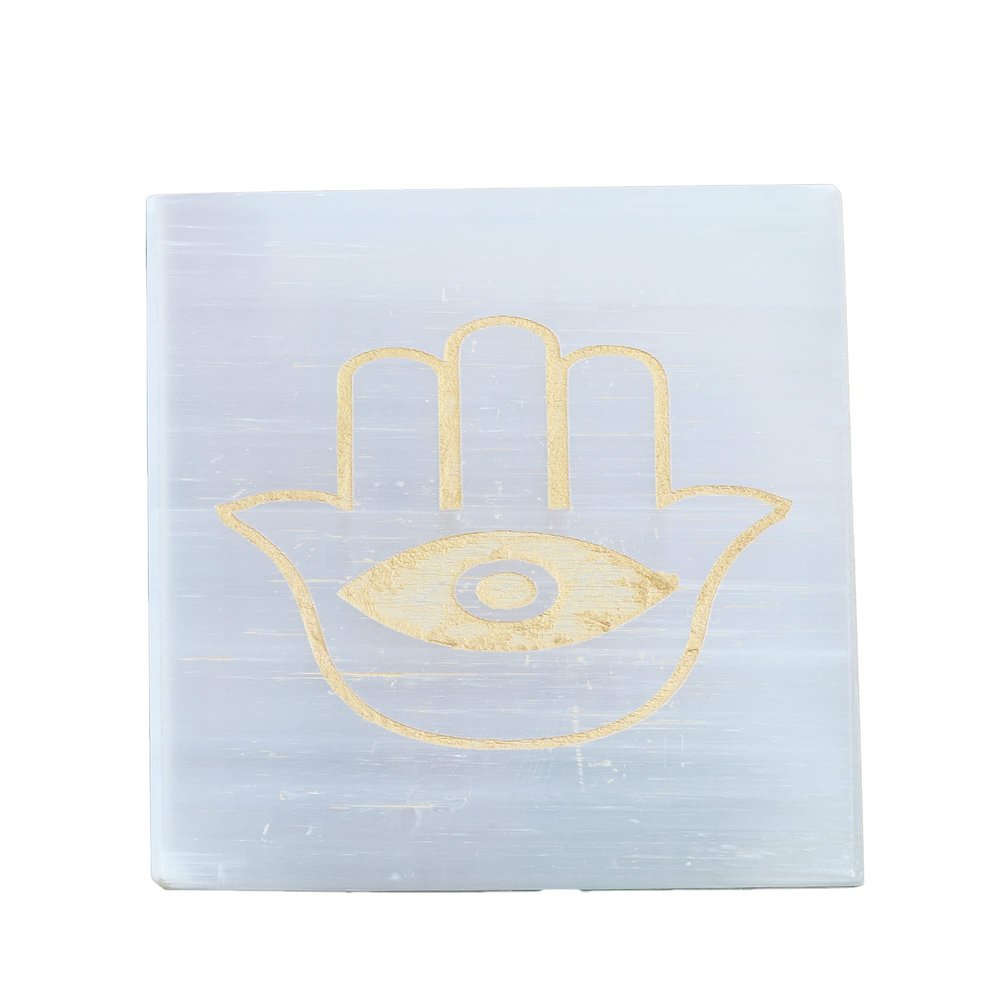 REAL-GEMS 7 Chakra Slab - Reiki Healing Crystal Chakra - Selenite Plate, Selenite Slab, Spiritual Healing,Chakra Balance