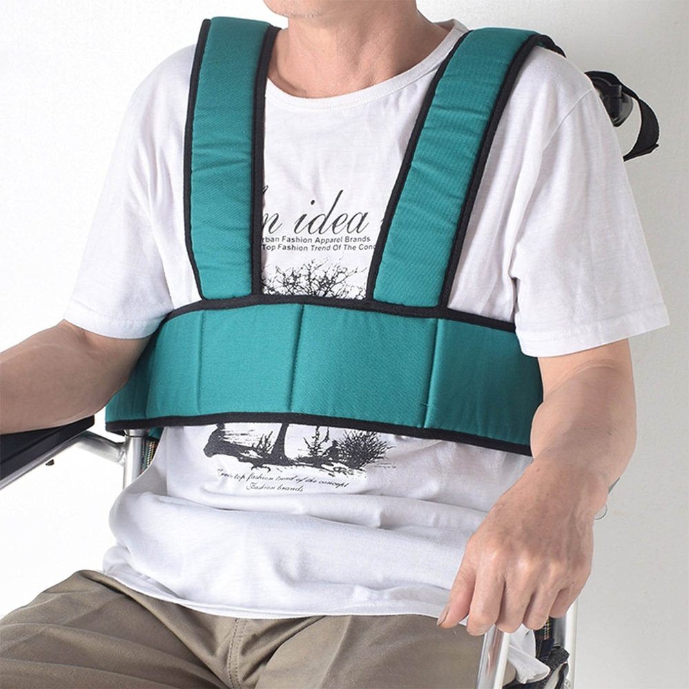 Wheelchair Seat Belt, Wheelchair Restraint Straps Safety Harness, Elderly Wheelchair Restraint Vest, Cushioning seat Belts are Easy to Operate (Color : Green)