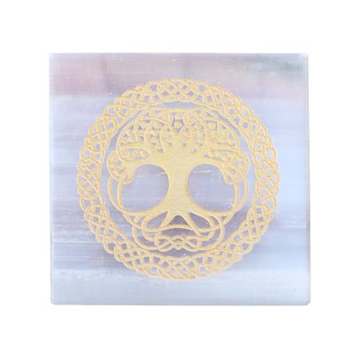 REAL-GEMS 7 Chakra Slab - Healing Crystal Reiki Chakra - Selenite Plate, Selenite Slab, Spiritual Healing,Chakra Balance