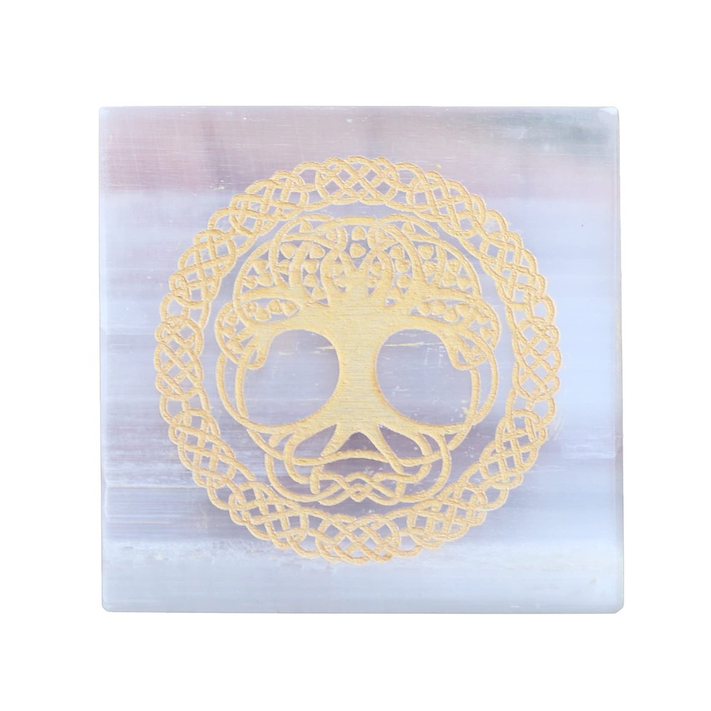 REAL-GEMS 7 Chakra Slab - Healing Crystal Reiki Chakra - Selenite Plate, Selenite Slab, Spiritual Healing,Chakra Balance