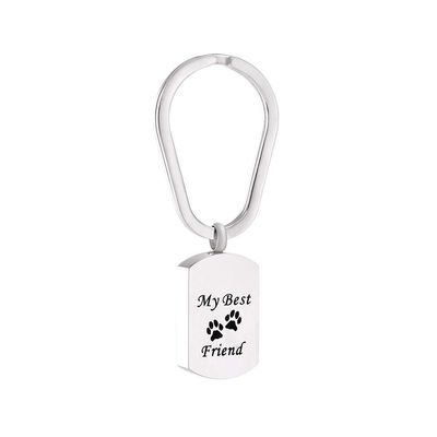 KBFDWEC My Best Friend Engraved Pendant &Keyring Stainless Steel Pet Memorial Cremation Urn Keychain Key Hooks