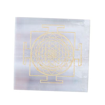 REAL-GEMS Tree of Life Etched Selenite Charging Plate, Charge Your Crystals, 7 Chakra Healing Crystal Selenite Slab,Plate