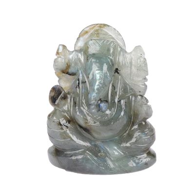 GEMHUB Loose Gemstones For Home Decor Ganesha Statue 251.80 Carat Hindu God of Success Labradorite Gemstone Lord Ganesha Statue