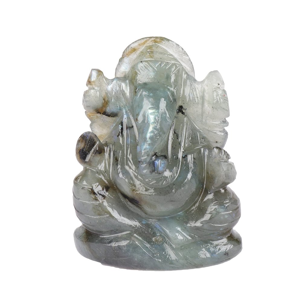 GEMHUB Loose Gemstones For Home Decor Ganesha Statue 251.80 Carat Hindu God of Success Labradorite Gemstone Lord Ganesha Statue