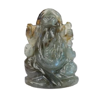 GEMHUB Loose Gemstones For Home Decor Ganesha Statue Figurine Hand Carved Approx. 179.00 Carat Labradorite Natural Gemstone Statue