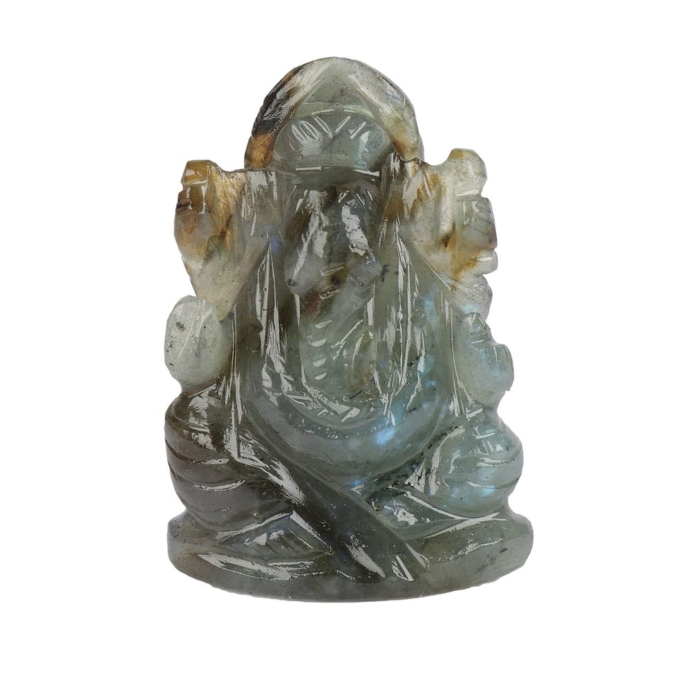 GEMHUB Loose Gemstones For Home Decor Ganesha Statue Figurine Hand Carved Approx. 179.00 Carat Labradorite Natural Gemstone Statue