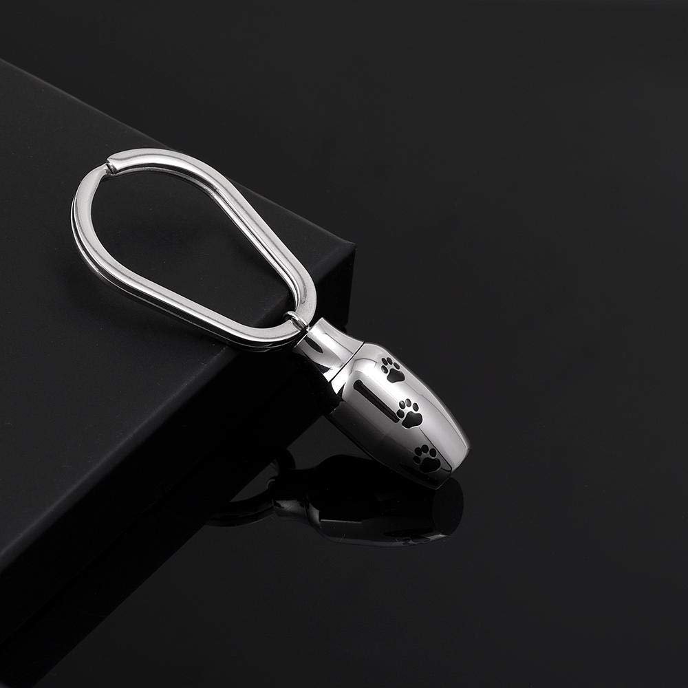KBFDWEC Large Capacity Pet Paw Engraved pet Cremation Keychain Ashes Pendant Keepsake Keyring