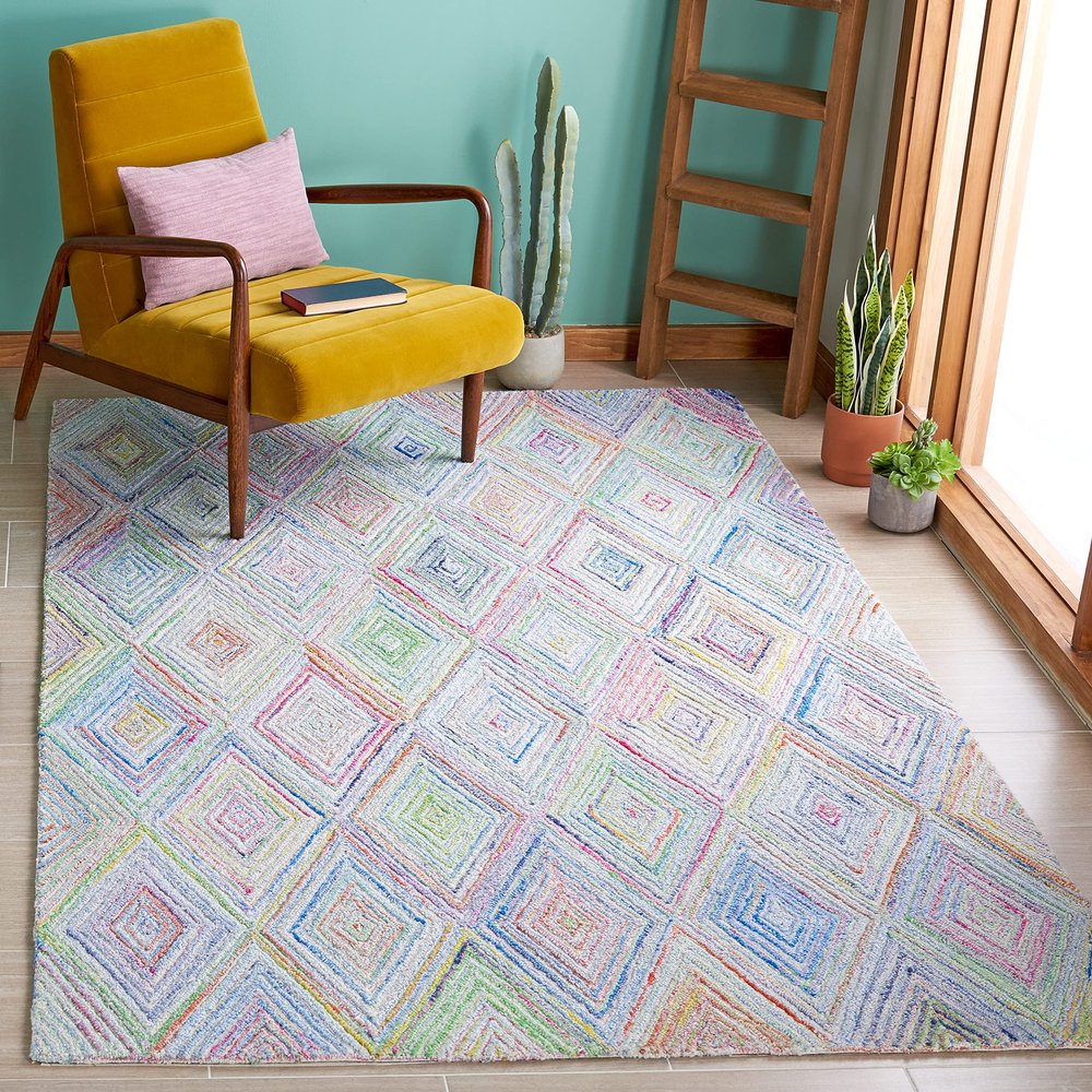 SAFAVIEH Metro Collection 3' x 5' Bluegreen MET552M Handmade Entryway Living Room Foyer Bedroom Accent Rug