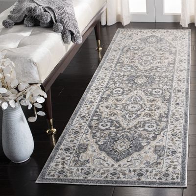 SAFAVIEH Isabella Collection Runner Rug - 2'2" x 11', Grey & Cream, Oriental Design, Non-Shedding & Easy Care, Ideal for High Traffic Areas in Living Room, Bedroom (ISA936F)