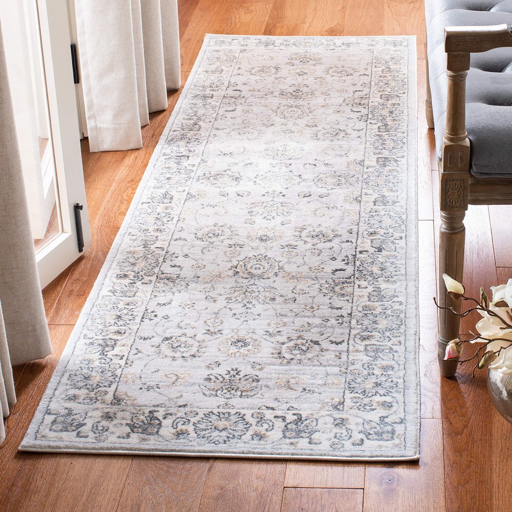 SAFAVIEH Isabella Collection Runner Rug - 2'2" x 11', Light Grey & Cream, Oriental Design, Non-Shedding & Easy Care, Ideal for High Traffic Areas in Living Room, Bedroom (ISA940G)