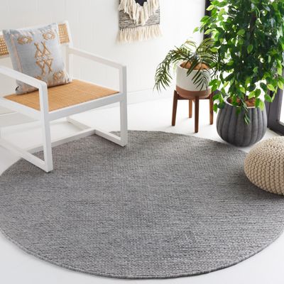 SAFAVIEH Natura Collection 8' Round Steel NAT311B Handmade Premium Bamboo Silk & Wool Entryway Foyer Living Room Bedroom Kitchen Area Rug