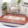 SAFAVIEH Montauk Collection Area Rug - 6' Round, Blue & Red, Handmade Boho Tribal Southwestern Cotton Fringe, Ideal for High Traffic Areas in Living Room, Bedroom (MTK552A) view 1