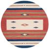SAFAVIEH Montauk Collection Area Rug - 6' Round, Blue & Red, Handmade Boho Tribal Southwestern Cotton Fringe, Ideal for High Traffic Areas in Living Room, Bedroom (MTK552A) view 3