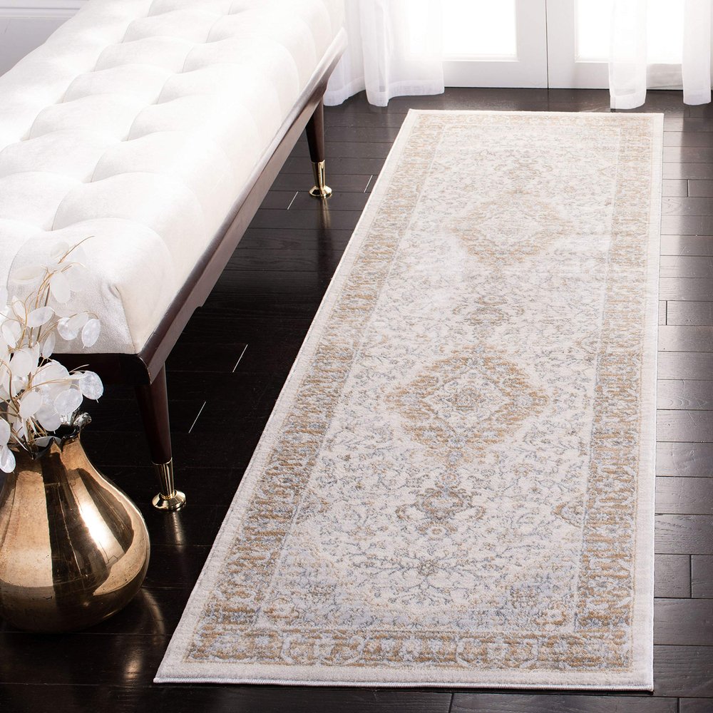 SAFAVIEH Isabella Collection Runner Rug - 2'2" x 11', Cream & Beige, Oriental Design, Non-Shedding & Easy Care, Ideal for High Traffic Areas in Living Room, Bedroom (ISA919B)