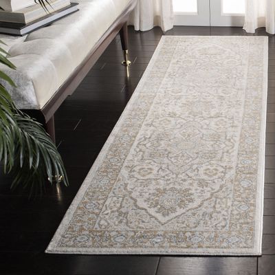 SAFAVIEH Isabella Collection Runner Rug - 2'2" x 11', Cream & Beige, Oriental Design, Non-Shedding & Easy Care, Ideal for High Traffic Areas in Living Room, Bedroom (ISA936A)