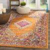 SAFAVIEH Madison Collection Area Rug - 3' Square, Orange & Fuchsia, Boho Chic Medallion Design, Non-Shedding & Easy Care, Ideal for High Traffic Areas in Living Room, Bedroom (MAD133D) view 1