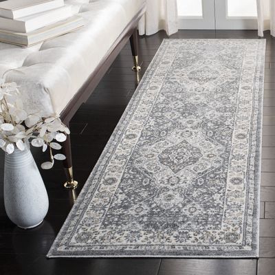 SAFAVIEH Isabella Collection Runner Rug - 2'2" x 11', Grey & Cream, Oriental Design, Non-Shedding & Easy Care, Ideal for High Traffic Areas in Living Room, Bedroom (ISA916F)