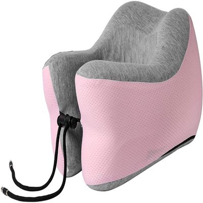 NCRD Travel Pillow, 360 U-Shaped Memory Foam Neck Pillow Head Support Soft Pillow for Sleeping Rest, Airplane Car & Home Use (Color : Pink)