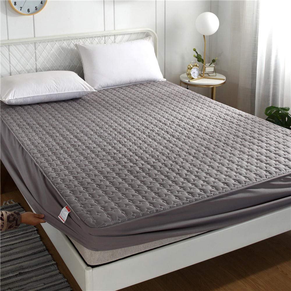 CFYCYHDZHT Twin Bed Sheets Set,Autumn Winter Thick Quilted Mattress top hat, Hotel Homestay Guest Room Holiday Home Pure Color Mattress Protector Grey 2 180200cm
